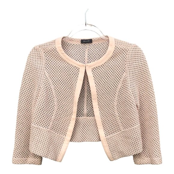 Basler Cropped Cardigan Pastel Pink Mesh Jacket Size 4 - Picture 2 of 8